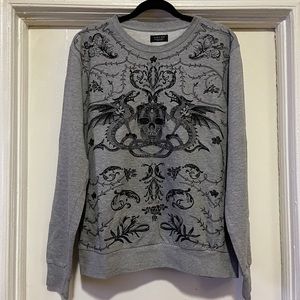 Zara Grey Embroidered Skull Sweatshirt
